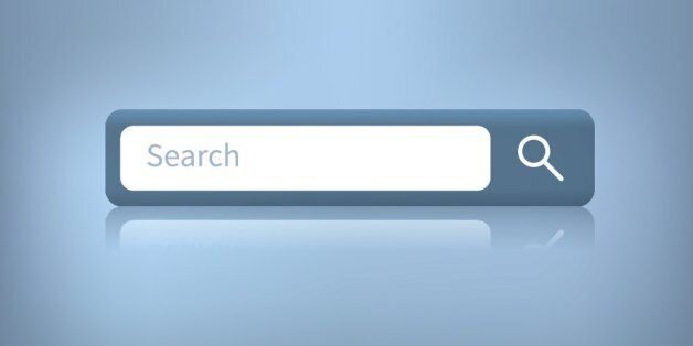 Search web form for website. Illustration of a web search bar isolated on a blue background.