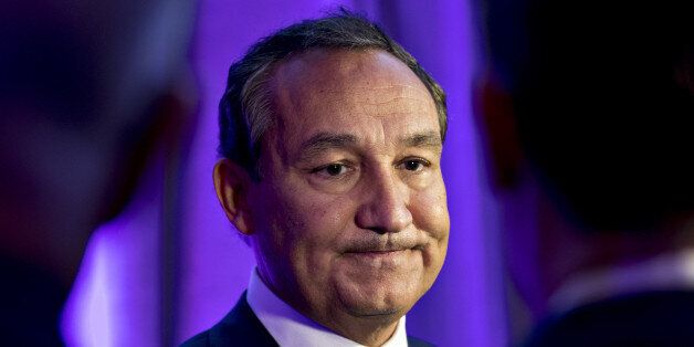 Oscar Munoz, chief executive officer of United Continental Holdings Inc., pauses while speaking to members of the media after a discussion at the U.S. Chamber of Commerce aviation summit in Washington, D.C., U.S., on Thursday, March 2, 2017. The 16th annual summit is entitled Technology, Innovation and the Future of Aviation. Photographer: Andrew Harrer/Bloomberg via Getty Images