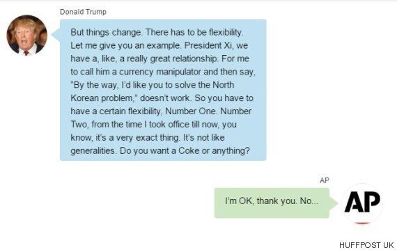 도널드 트럼프가 취임 100일 기념 인터뷰에서 헛소리를 늘어놓다