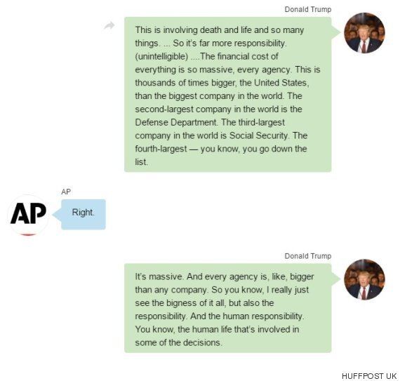 도널드 트럼프가 취임 100일 기념 인터뷰에서 헛소리를 늘어놓다