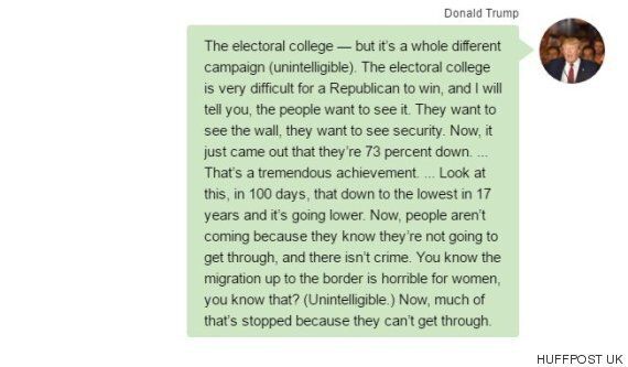 도널드 트럼프가 취임 100일 기념 인터뷰에서 헛소리를 늘어놓다