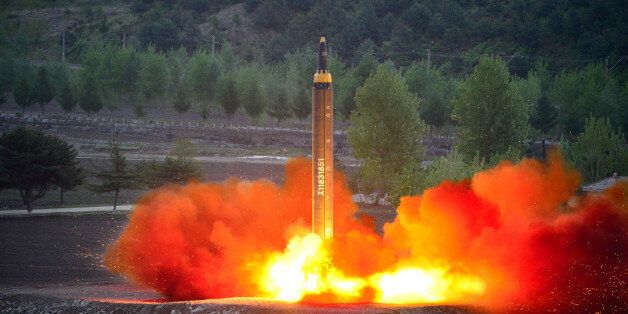 The long-range strategic ballistic rocket Hwasong-12 (Mars-12) is launched during a test in this undated photo released by North Korea's Korean Central News Agency (KCNA) on May 15, 2017. KCNA via REUTERS   REUTERS ATTENTION EDITORS - THIS IMAGE WAS PROVIDED BY A THIRD PARTY. EDITORIAL USE ONLY. REUTERS IS UNABLE TO INDEPENDENTLY VERIFY THIS IMAGE. NO THIRD PARTY SALES. SOUTH KOREA OUT.     TPX IMAGES OF THE DAY