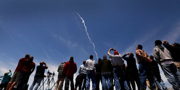 VANDENBERG AFB, CA - MAY 30: Spectators watch a ground-based interceptor rocket is launched on May 30, 2017 from Vandenberg Air Force Base, California. The rocket from Vandenberg successfully intercepted and destroyed a target missile in space - most likely above waters east of Hawaii that have been temporarily closed to all shipping. (Photo by Al Seib/Los Angeles Times via Getty Images)