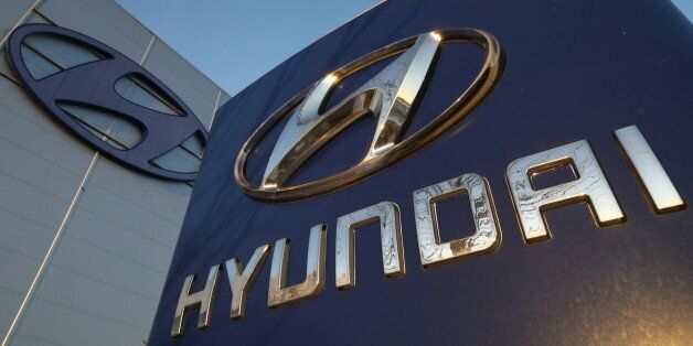 ST PETERSBURG, RUSSIA - FEBRUARY 15, 2017: The logo at the Hyundai Motor Manufacturing Rus factory, a Russian automobile manufacturing plant of Hyundai Motor Company. Peter Kovalev/TASS (Photo by Peter KovalevTASS via Getty Images)