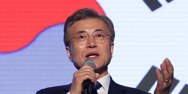 SEOUL, SOUTH KOREA - MAY 09:  South Korean President-elect Moon Jae-in, of the Democratic Party of Korea, speaks to supporters at Gwanghwamun Square on May 9, 2017 in Seoul, South Korea. Moon Jae-in declared victory in South Korea's presidential election, which was called seven months early after former President Park Geun-hye was impeached for her involvement in a corruption scandal.  (Photo by Chung Sung-Jun/Getty Images)