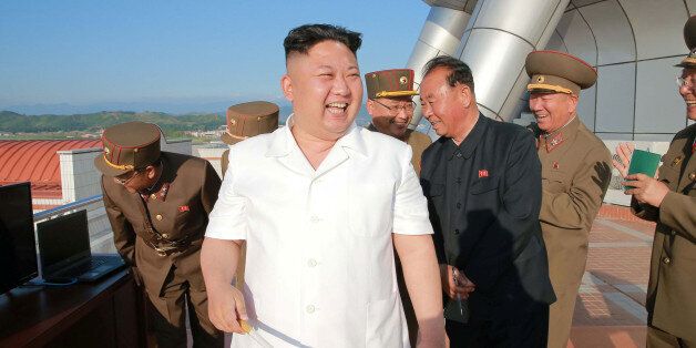 North Korean leader Kim Jong Un reacts after doing a test-fire of new cruise rocket in this undated photo released by North Korea's Korean Central News Agency (KCNA) May 30, 2017. KCNA/via REUTERS ATTENTION EDITORS - THIS IMAGE WAS PROVIDED BY A THIRD PARTY. EDITORIAL USE ONLY. REUTERS IS UNABLE TO INDEPENDENTLY VERIFY THIS IMAGE. NO THIRD PARTY SALES. SOUTH KOREA OUT.