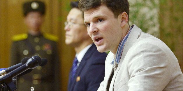 FILE PHOTO - Otto Frederick Warmbier, a University of Virginia student who has been detained in North Korea since early January, attends a news conference in Pyongyang, North Korea, in this photo released by Kyodo February 29, 2016.  Mandatory credit REUTERS/Kyodo ATTENTION EDITORS - THIS IMAGE HAS BEEN SUPPLIED BY A THIRD PARTY. FOR EDITORIAL USE ONLY. NOT FOR SALE FOR MARKETING OR ADVERTISING CAMPAIGNS. MANDATORY CREDIT. JAPAN OUT. NO COMMERCIAL OR EDITORIAL SALES IN JAPAN.