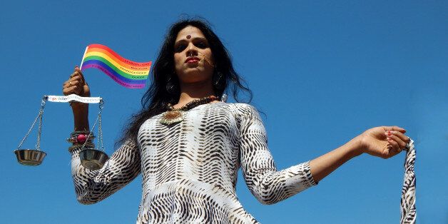 Portrait of LGBT activist with equality demand during Queer Swabhimana Yatra 2017 on February 19,2017 in Hyderabad,India