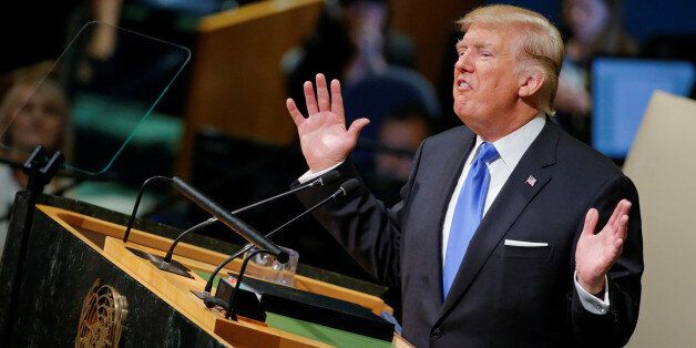 U.S. President Donald Trump addresses the 72nd United Nations General Assembly at U.N. headquarters in New York, U.S., September 19, 2017. REUTERS/Eduardo Munoz     TPX IMAGES OF THE DAY