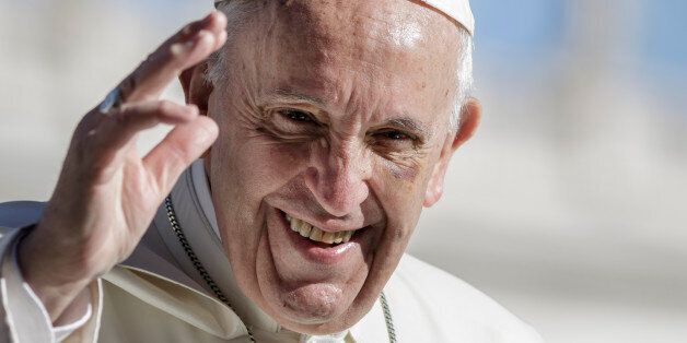 Pope Francis smiles as he arrives to celebrate his Weekly General Audience in St. Peter's Square in Vatican City, Vatican on September 20, 2017. Pope Francis at his weekly General Audience on Wednesday expressed his closeness to the people of Mexico after the country was hit Tuesday by a powerful earthquake.(Photo by Giuseppe Ciccia/NurPhoto via Getty Images)