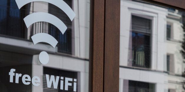 free wifi symbol - wireless internet icon on shop window