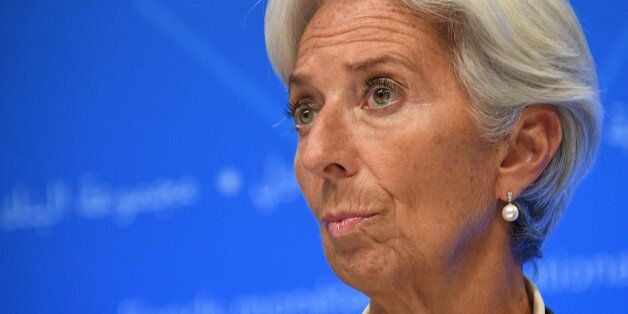 IMF Managing director Christine Lagarde looks on as she attends a press conference at the World Bank and International Monetary Fund annual meeting in Washington, DC, on October 14, 2017. / AFP PHOTO / JIM WATSON        (Photo credit should read JIM WATSON/AFP/Getty Images)