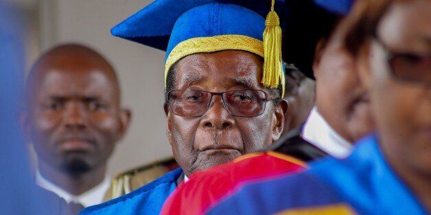 HARARE, ZIMBABWE - NOVEMBER 17:  Zimbabwe's President Robert Mugabe appeares in public in capital Harare for the first time since the military moved against him, on November 17, 2017 in Harare, Zimbabwe. Mugabe was spotted at a graduation ceremony at the Zimbabwe Open University. (Photo by Tafadzwa Ufumeli/Anadolu Agency/Getty Images)