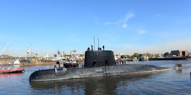 The Argentine military submarine ARA San Juan and crew are seen leaving the port of Buenos Aires, Argentina June 2, 2014. Picture taken on June 2, 2014. Armada Argentina/Handout via REUTERS ATTENTION EDITORS - THIS IMAGE WAS PROVIDED BY A THIRD PARTY.     TPX IMAGES OF THE DAY