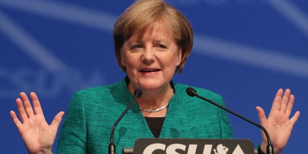 NUREMBERG, GERMANY - DECEMBER 15:  German Chancellor and leader of the German Christian Democrats (CDU) Angela Merkel speaks at the party congress of the CDU sister party, the Bavarian Christian Social Union (CSU), on December 15, 2017 in Nuremberg, Germany. The CDU and CSU have begun initial talks with the German Social Democrats (SPD) in the creation of a coalition government following the collapse of talks with the German Greens Party and the Free Democratic Party (FDP) in November. The CSU h