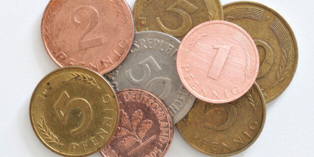 (GERMANY OUT) Germany - : German Mark, old coins, Pfennigs (Photo by SchÃ¶ning/ullstein bild via Getty Images)