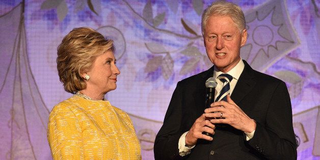 NEW YORK, NY - MAY 23:  Former United States Secretary of State Hillary Clinton (L) and President Bill Clinton speak onstage during the SeriousFun Children's Network Gala at Pier 60 on May 23, 2017 in New York City.  (Photo by Kevin Mazur/Getty Images for SeriousFun)