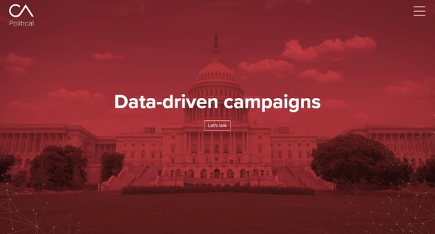 '<strong></div>Data-driven campaigns</strong>' - 케임브리지 애널리티카 폴리틱스 글로벌 홈페이지. 