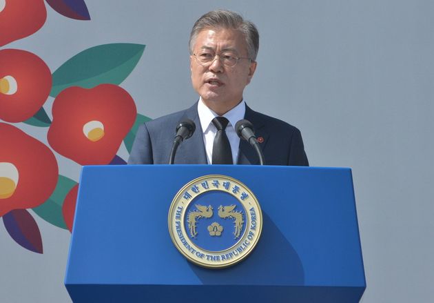 3일 문재인 대통령이 제주시 봉개동 4·3평화공원에서 열린 추념식에 참석해 추념사를 하고 있다.