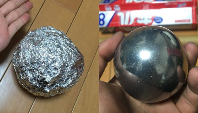 알루미늄 호일로 쇠구슬에 이어 쇠칼을 만들었다(영상)