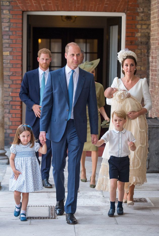 케임브리지 공작 가족이 루이스 왕자 세례식에 향하고 있다. 2018.07.09.