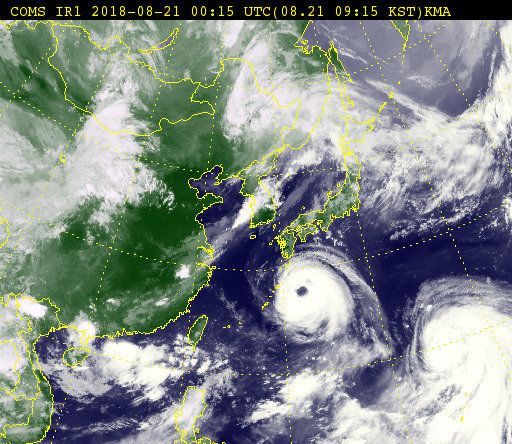 21일 오전 9시15분 현재 태풍 ‘솔릭’의 위성사진.