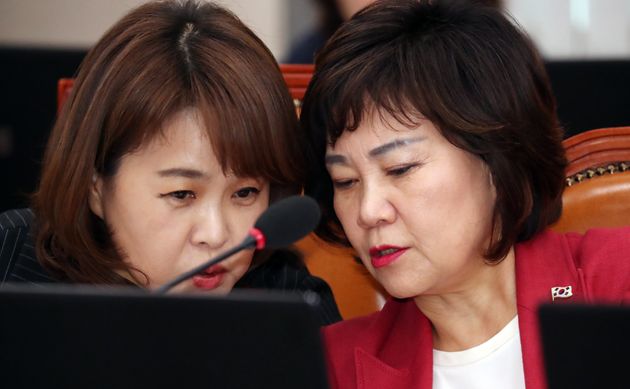 송희경 국회 여성가족위원회 자유한국당 간사(왼쪽)와 김순례 의원.