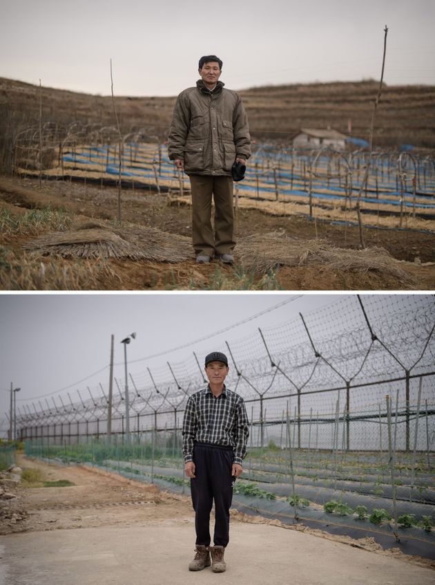 위) 개성의 인삼농장에서 일하는 김영국씨 </p></div>
<p>아래) DMZ 부근에서 농사를 짓는 황인석씨