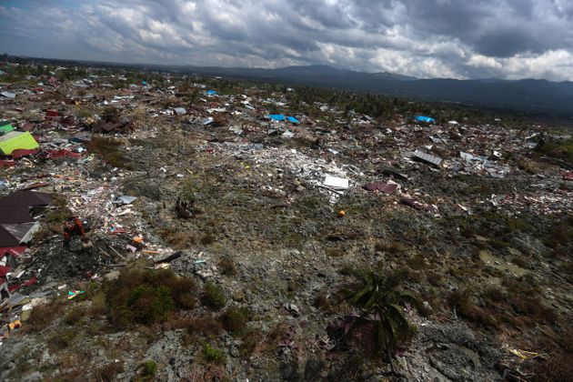 지진과 지반 액상화 현상으로 피해를 입은 인도네시아 술라웨시섬 팔루 인근 페토보(Petobo). 2018년 10월7일.