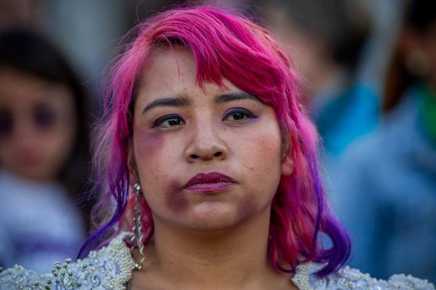 25일 멕시코시티 거리에서 열린 국제 여성 폭력 추방의 날 시위 사진 