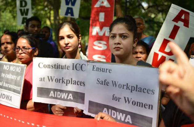 2018년 10월 12일 뉴델리에서 '여성에 대한 일터에서의 성폭력을 추방하자'며 열린 시위.