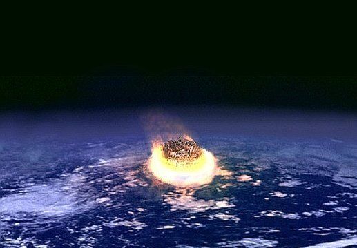 소행성 충돌 상상도. 핵무기와는 비교할 수 없을 엄청난 파괴력을 갖고 있다. 위키미디어 코먼스 