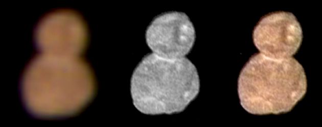 미국 항공우주국이 2일(현지시간) 공개한 울리마 툴레의 첫 컬러 이미지. 뉴호라이즈슨호가 2019년 1월1일 4시 8분(표준시) 소행성에서 약 13만 7000km 떨어진 곳에서 촬영했다.