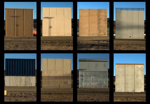 트럼프 정부가 미국 샌디에이고 인근 멕시코 국경에 제작한 '국경 장벽' 프로토타입 8종. 
