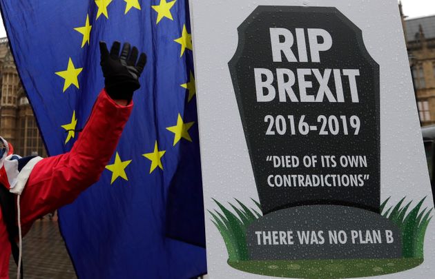 영국 런던 의사당 앞에서 열린 브렉시트 반대 시위에 등장한 피켓. 2019년 1월24일.