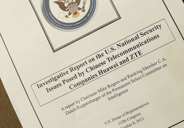 미국 하원 정보위원회가 1년여에 걸친 조사 끝에 발표한 '중국 이동통신 업체 화웨이와 ZTE가 초래하는 미국 국가안보 이슈에 대한 조사 보고서'의 모습. 2012년 10월8일.