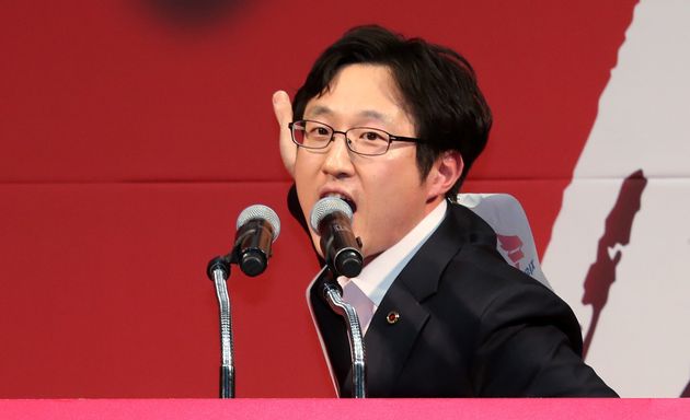 김준교 자유한국당 청년최고위원 후보의 연설 모습.