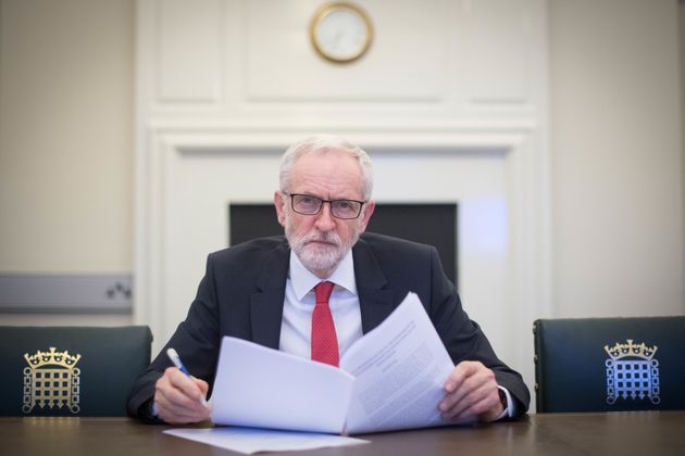 제러미 코빈 영국 노동당 대표는 '브렉시트 대안을 함께 모색해보자'는 테레사 메이 총리의 제안을 환영했다. 2019년 4월2일.