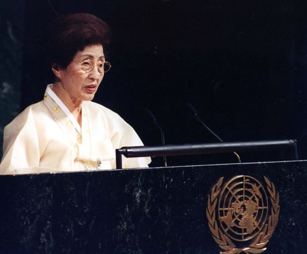 2002년 유엔 연설 당시의 모습.