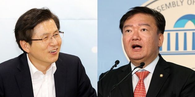 황교안 대표(왼쪽), 민경욱 대변인