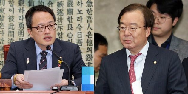 왼쪽부터 박주민 최고위원, 강효상 의원