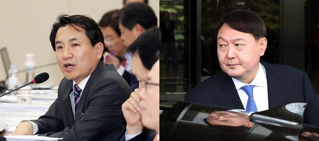 김진태 자유한국당 의원(왼쪽), 윤석열 검찰총장 후보자 