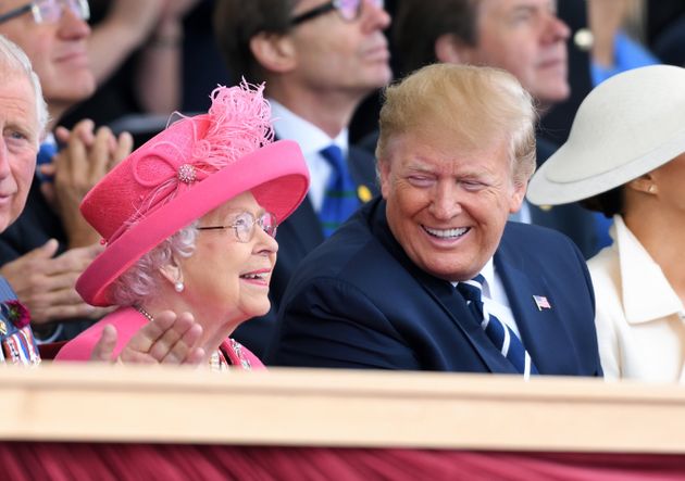 엘리자베스 2세 영국 여왕과 도널드 트럼프 미국 대통령. 포츠머스, 영국. 2019년 6월5일.