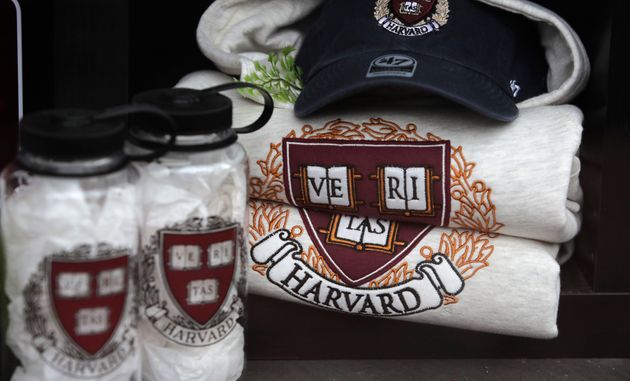 Harvard University logo items are displayed at a store in Cambridge, Mass., Tuesday, Aug. 13, 2019. (AP Photo/Charles Krupa)