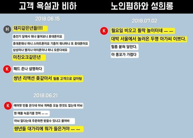 대구참여연대가 공개한 '이마트 전자매장 매니저들 대화 내용' 
