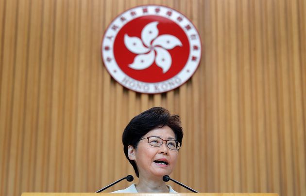 Hong Kong's Chief Executive Carrie Lam holds a news conference in Hong Kong, China, August 27, 2019. REUTERS/Kai Pfaffenbach