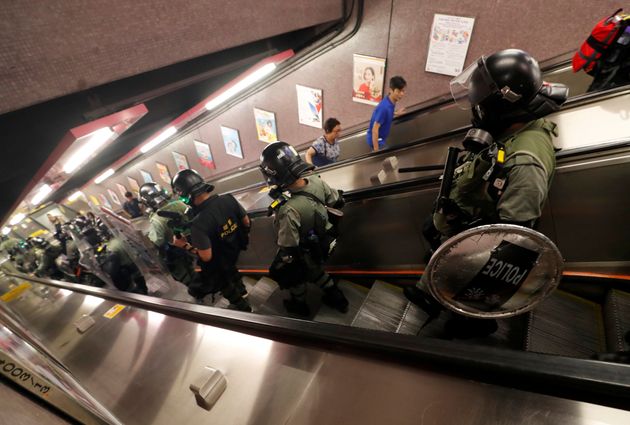 Riot police are seen in Causeway Bay station in Hong Kong, China September 8, 2019. REUTERS/Amr Abdallah Dalsh