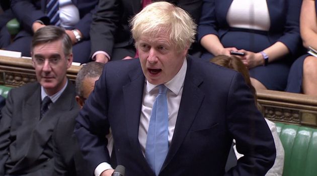 Britain's Prime Minister Boris Johnson speaks ahead of the vote on whether to hold an early election, in Parliament in London, Britain, September 9, 2019, in this still image taken from Parliament TV footage. Parliament TV via REUTERS