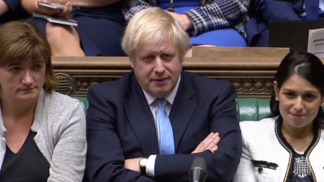 Britain's Prime Minister Boris Johnson is seen after BritainÕs parliament voted on whether to hold an early general election, in Parliament in London, Britain, September 10, 2019, in this still image taken from Parliament TV footage. Parliament TV via REUTERS