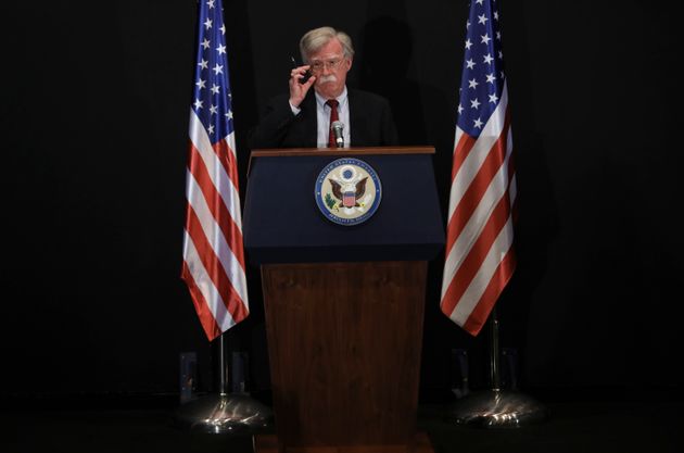 U.S. National Security Adviser John Bolton speaks during a press conference in Jerusalem, Tuesday, June 25, 2019. .(AP Photo/Oded Balilty)